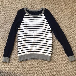 GAP Navy & White Crewneck Striped Sweater